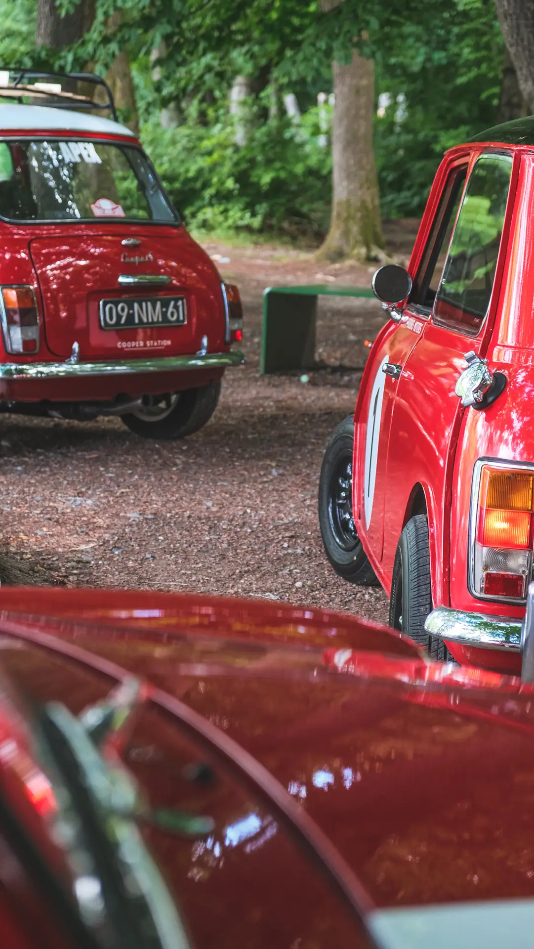 A bunch of red Mini's with the Brooks Mini 1100 Specials