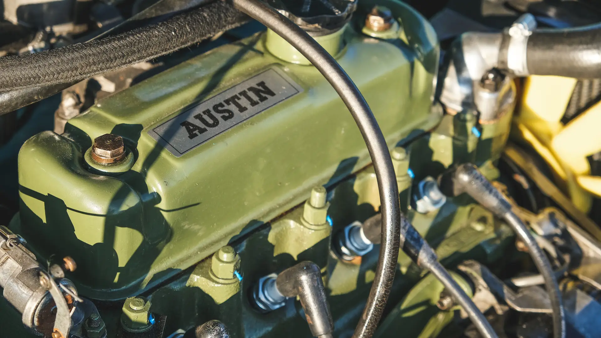 De motor van een Austin Mini Cooper S