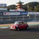 Suzuka Mini driving on a circuit in japan, custom build mini made by brooks motors